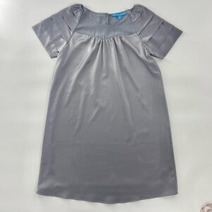Walter By Walker Baker Gray Short Sleeve Shift Y2K Babydoll Dress Faux Satin XS